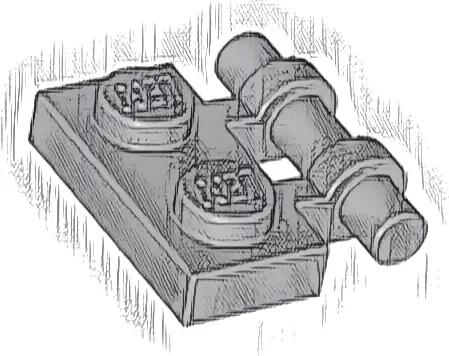 Plate, Modified 1 x 2 with Bar Handle on Side - Free Ends