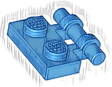 Plate, Modified 1 x 2 with Bar Handle on Side - Free Ends