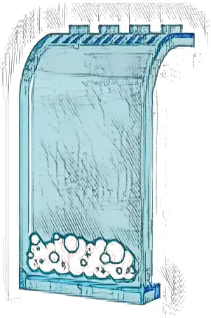 Panel 3 x 4 x 6 Curved Top with White Water Foam with Dark Turquoise Bubbles and Sparkles Pattern (Sticker) - Set 43205