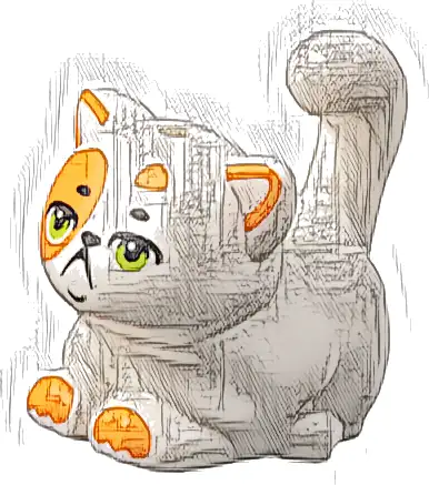 Cat, Friends, Large, Sitting with Orange Markings and Lime Eyes Pattern (Churro)