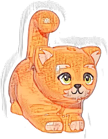 Cat, Friends Style, Large, Sitting with Tan Markings and Lime Eyes Pattern (Poundcake)