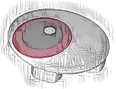 Plate, Round 2 x 2 with Rounded Bottom (Boat Stud) with Dark Red Eye Pattern