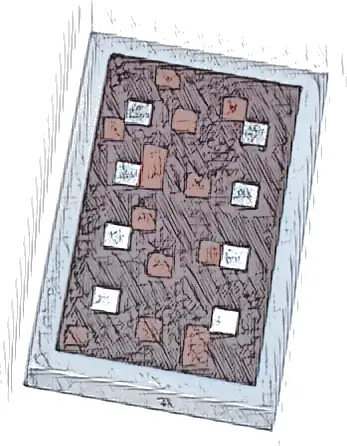 Tile 2 x 3 with 8 Silver Squares and Dark Orange Squares on Dark Brown Background Pattern (Minecraft Shield)