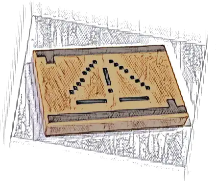 Tile 2 x 3 with Dark Brown Squares and Lines Pattern (Minecraft Warning Sign)