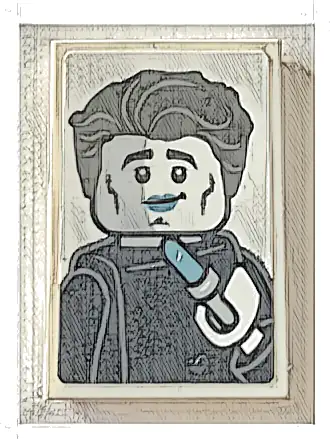 Tile 2 x 3 with Black and White Minifigure, Metallic Light Blue Lipstick Pattern (Sticker) - Set 21319