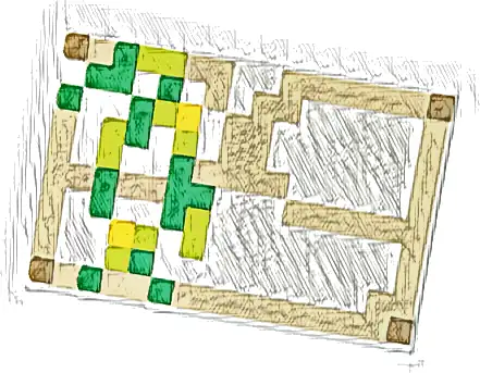 Tile 2 x 3 with Pixelated Green, Lime, Tan and Yellow Pattern (Minecraft Iron Golem)