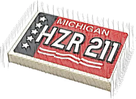 Tile 2 x 3 with License Plate 'HZR 211', 'MICHIGAN' and Stars Pattern (Sticker) - Set 42126