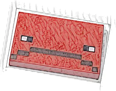 Tile 2 x 3 with Pixelated Black and White Eyes and Dark Brown Frown Pattern (Minecraft Strider Face)
