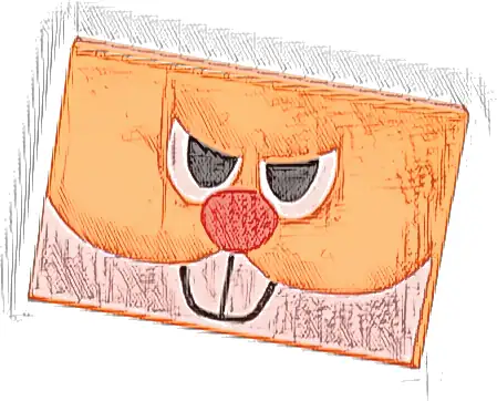 Tile 2 x 3 with Angry Black and White Eyes Partially Closed, Red Nose, Buck Teeth Pattern (Super Mario Waddlewing Face)