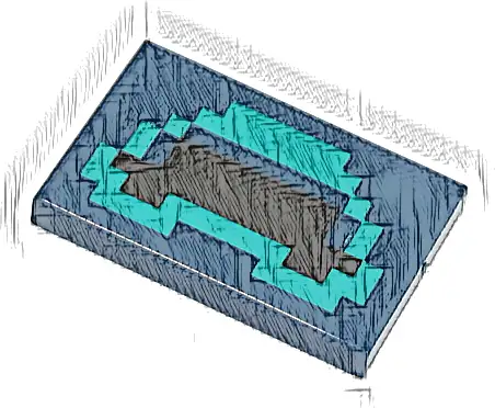 Tile 2 x 3 with Pixelated Black Mouth with Dark Turquoise Outline Pattern (Minecraft Warden Mouth)