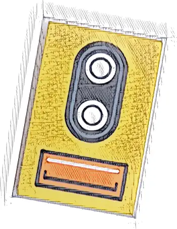 Tile 2 x 3 with Double Silver and Black Car Headlight and Orange Direction Indicator Pattern