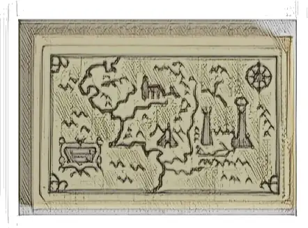Tile 2 x 3 with Dark Tan Middle-Earth Map with Towers, Compass Rose and Fortress Pattern (Sticker) - Set 10316