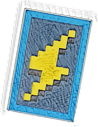 Tile 2 x 3 with Pixelated Yellow and Black Lightning Bolt with Blue Border on Dark Blue Background Pattern (Minecraft Golden Knight Shield)