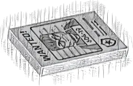Tile 2 x 3 with Black 'WANTED!' and Dark Bluish Gray Minifigure with '604-19' Pattern