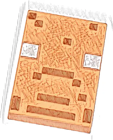 Tile 2 x 3 with Pixelated White and Dark Orange Squares and Rectangles Pattern (Minecraft Hoglin Face)