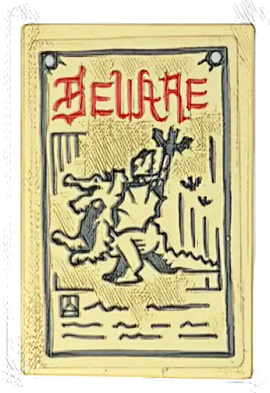 Tile 2 x 3 with Red 'BEWARE' and Black Dragon Pattern (Sticker) - Set 10332