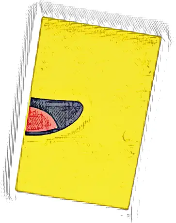 Tile 2 x 3 with Black Open Mouth Smile with Red Tongue Left Half Pattern