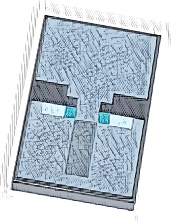 Tile 2 x 3 with Pixelated Eyebrows, Dark Turquoise Eyes, and Dark Bluish Gray Rectangle Nose on Light Bluish Gray Background Pattern (Minecraft Ominous Banner)