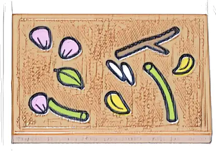 Tile 2 x 3 with Reddish Brown Stick, Lime Stems and Leaf, Bright Pink, White and Bright Light Orange Flower Petals Pattern (Sticker) - Set 42671