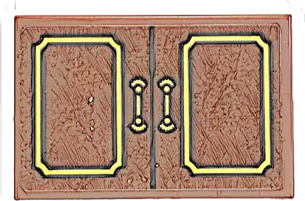 Tile 2 x 3 with Cabinet Doors with Yellow Handles and Panels Pattern (Sticker) - Set 42654