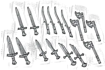 Minifigure, Weapon Pack The Lord of the Rings, 16 in Bag (Multipack)