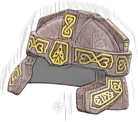 Minifigure, Headgear Helmet Castle with Cheek and Neck Protection with Gold Ornaments and Copper Armor Panels Pattern (Gimli)