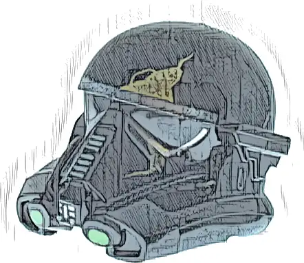 Minifigure, Headgear Helmet SW Imperial Death Trooper with Dark Silver Lines, Bright Green Lights and Gold Cracks Pattern