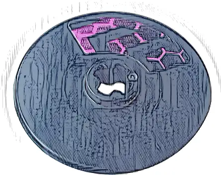 Technic, Disk 3 x 3 with Chevrons and Dark Pink Honeycomb Pattern Model Left Side (Sticker) - Set 42164