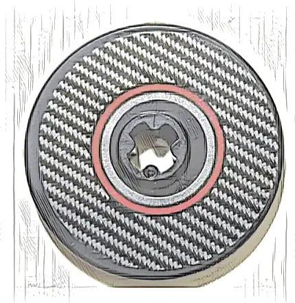 Technic, Disk 3 x 3 with Silver Carbon Fiber and Red Circle Pattern Model Left Side (Sticker) - Sets 42151 / 42162