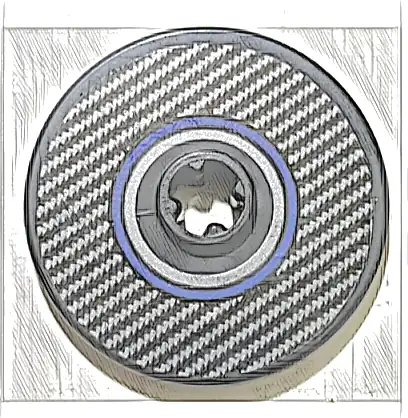 Technic, Disk 3 x 3 with Silver Carbon Fiber and Blue Circle Pattern Model Right Side (Sticker) - Sets 42151 / 42162