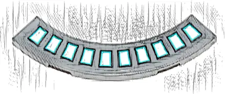 Tile, Round Corner 4 x 4 Macaroni with Blue and White Rectangles (SW Lights) Pattern (Sticker) - Set 75319