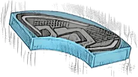 Tile, Round Corner 2 x 2 Macaroni with Black and Silver Ford GT Headlight Pattern Model Left Side