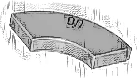 Tile, Round Corner 2 x 2 Macaroni with Black 'ON' Pattern