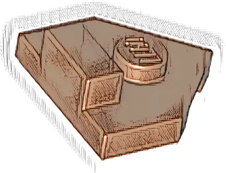 Wedge, Plate 2 x 2 Pentagonal with Center Stud and 1 x 1/2 Raised Tab on Top
