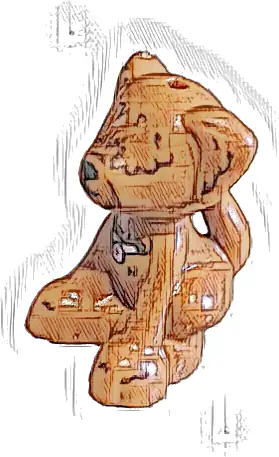 Dog, Friends Style, Labrador / Labradoodle, Sitting with Black Nose and Mouth, Dark Brown Hair over Eyes and Bright Pink Collar with Name Tag Pattern (Guba)