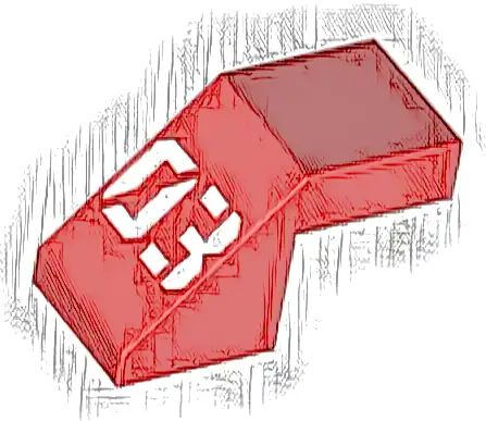 Slope 45 2 x 1 with Cutout without Stud with White '03' Pattern