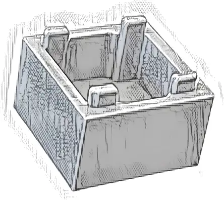 Container, Box 2 x 2 x 1 - Top Opening with Raised Inner Bottom