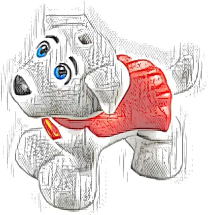 Dog, Small Super Hero with Blue Eyes, Red Cape and Superman 'S' Logo Pattern (Krypto)