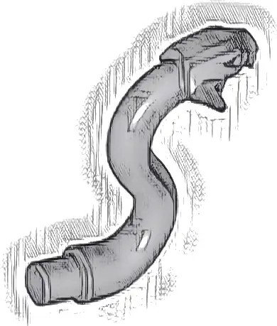 Snake Head with Open Mouth, Fangs and Curved Neck with Bar
