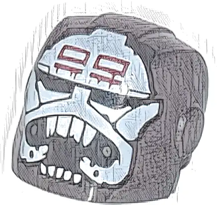 Minifigure, Headgear Helmet Armor Plates and Ear Protectors with SW Wrecker White Skull and Teeth, Dark Red Markings Pattern