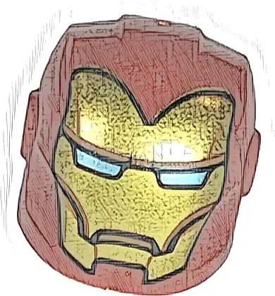 Minifigure, Headgear Helmet Armor Plates and Ear Protectors with Gold Faceplate with Medium Nougat Lines and Metallic Light Blue Eye Slits Pattern