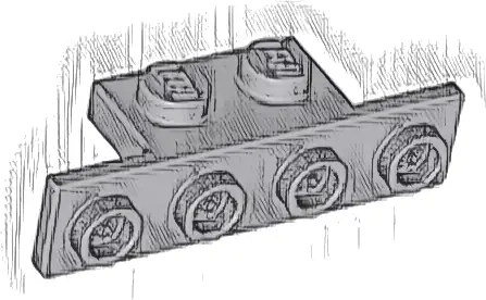 Bracket 1 x 2 - 1 x 4 with Rounded Corners at the Bottom