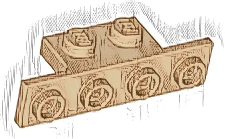 Bracket 1 x 2 - 1 x 4 with Rounded Corners at the Bottom