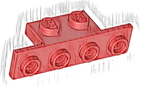 Bracket 1 x 2 - 1 x 4 with Rounded Corners at the Bottom
