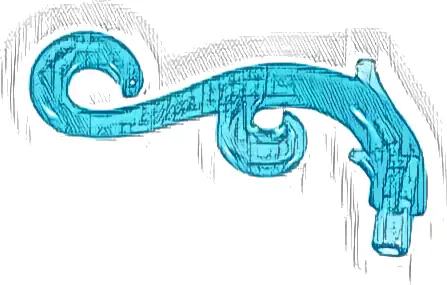 Plant Stem, Curved with Bar, Thorns, and Swirls