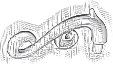Plant Stem, Curved with Bar, Thorns, and Swirls
