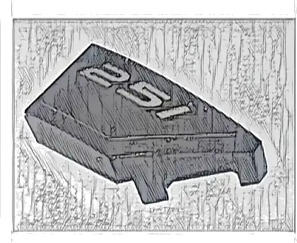 Wedge 2 x 1 x 2/3 Right with Silver '251' Pattern (Sticker) - Set 76900