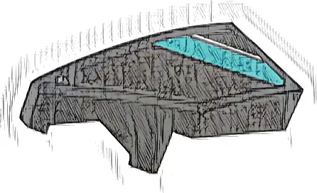 Wedge 2 x 1 x 2/3 Left with Dark Turquoise Stripe and Silver Line Pattern (Sticker) - Set 76909