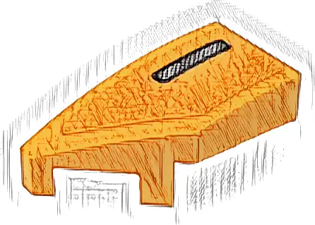 Wedge 2 x 1 x 2/3 Left with Black and Silver Air Vent Grille Pattern (Sticker) - Set 76918