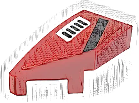 Wedge 2 x 1 x 2/3 Left with Black Stripe and White Air Vent Pattern (Sticker) - Set 76916